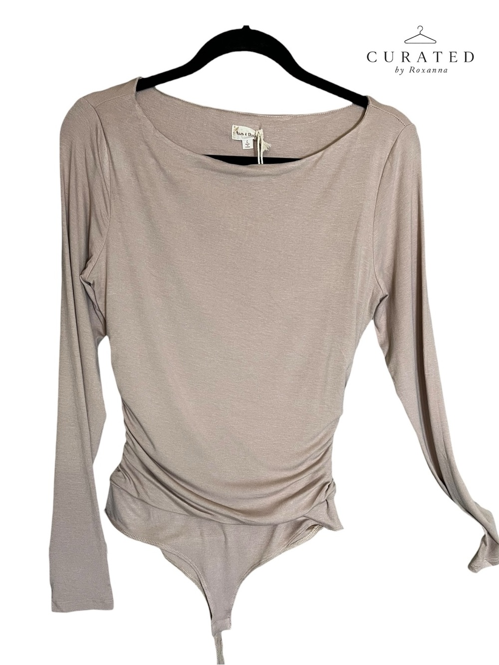 Hem & Thread NWT Ruched Long Sleeve Bodysuit | Blush Pink | Large